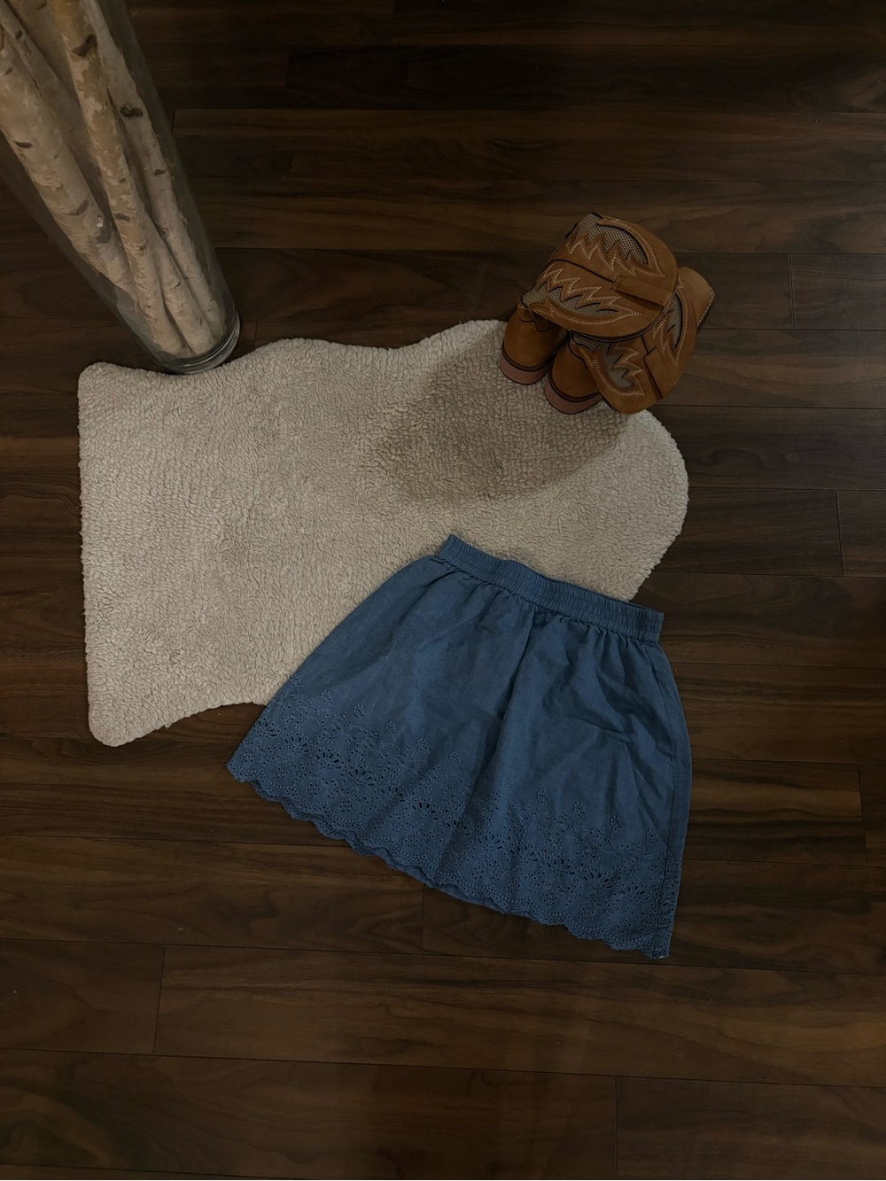 🤎TWIK BLUE EYELET MINI SKIRT